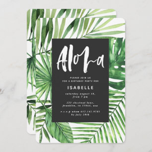 Aloha palme tropicale feuille & script invitation