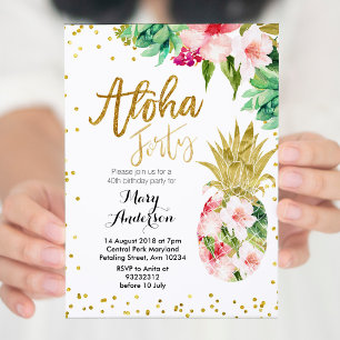 Aloha Pineapple 40e anniversaire Invitation