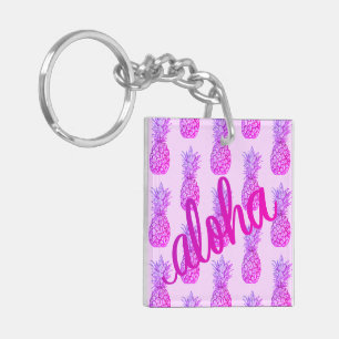 Aloha Porte-clés Mini Carré Ananas Violet