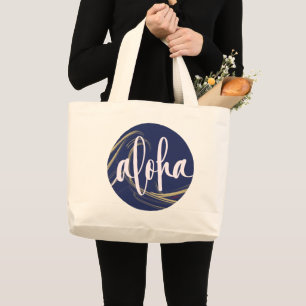 Aloha Sac fourre-tout Bleu foncé Or avec thème K