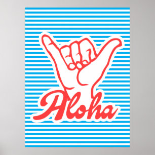 Aloha, Shaka Main, poster d'été, bleu