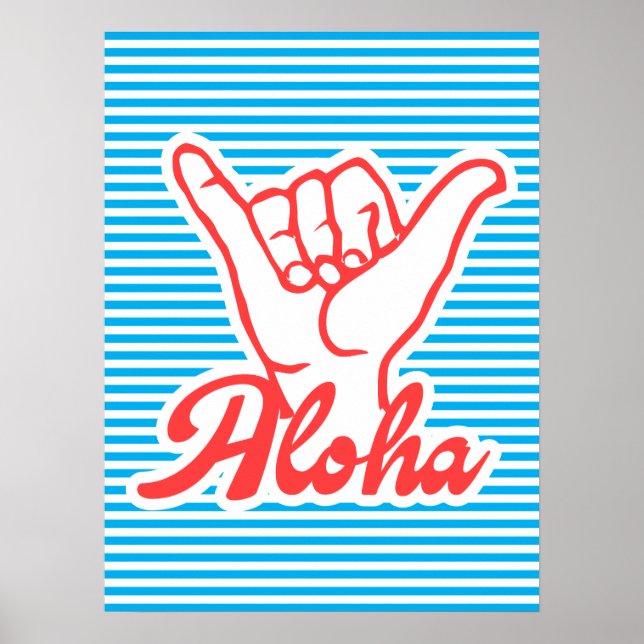 Aloha, Shaka Main, poster d'été, bleu (Devant)