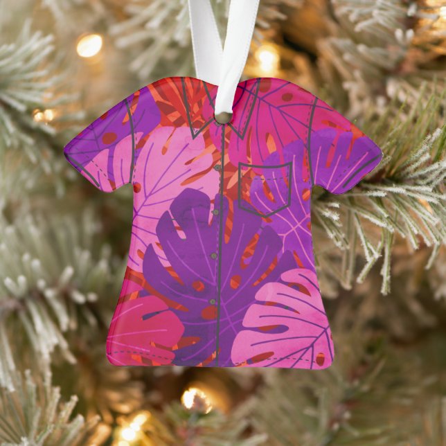 Aloha Shirt en feuille de monstère hawaïenne aquar (Arbre)