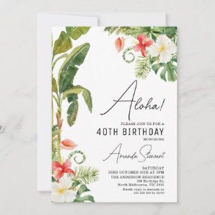 Aloha Tropical Floral 40e anniversaire Invitation