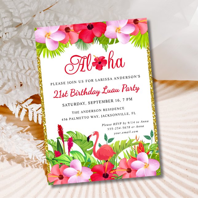 Aloha Tropical Luau Anniversaire Luau Invitation (Créateur téléchargé)