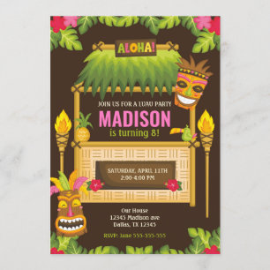 Aloha Tropical Luau Invitation d'anniversaire Flor