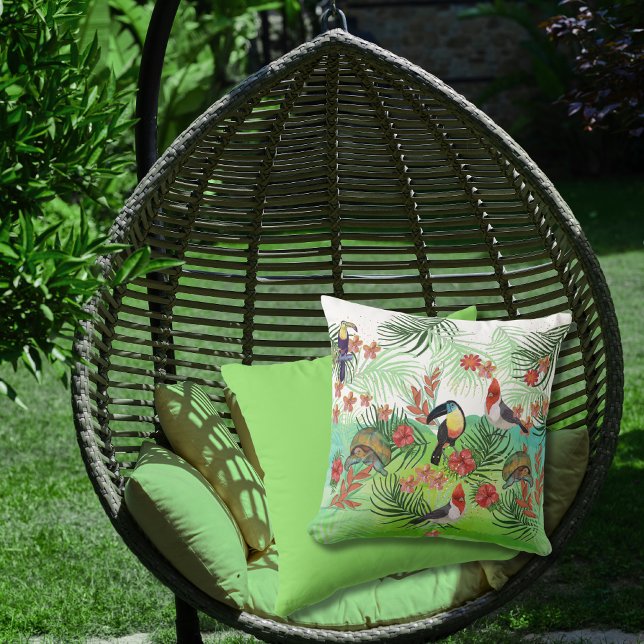 Aloha Tropical Paradis Coussin de patio extérieur (Aloha Tropical Paradise Outdoor Patio Pillow 1)