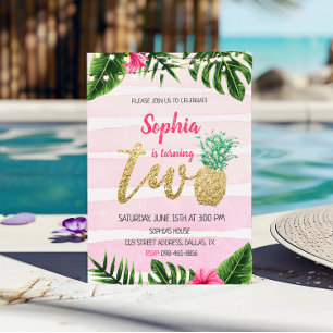 Aloha Tropical Rose Deux Invitation Anniversaire