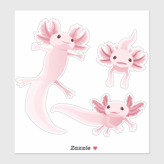 Alotta Axolotls Rose 3 Stickers Set (Feuille)