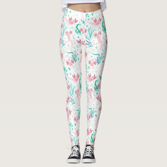 Alotta Axolotls Rose Leggings blancs (Devant)