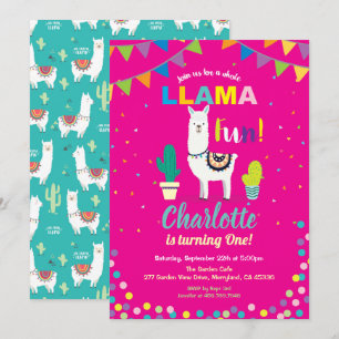 Alpaca anniversaire invitation fille premier 1er a