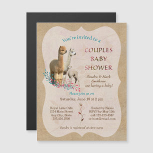 Alpaca Couples Baby shower Invitations magnétiques