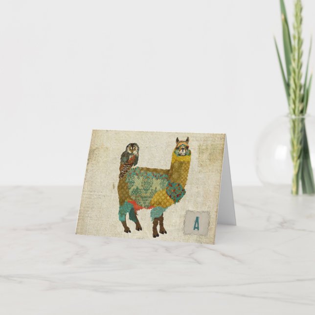 Alpaca d'or et Carte pour notes Turquoise de la ch (Devant)