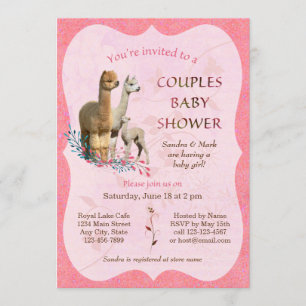 Alpaca Famille Couples Baby shower Invitation fill
