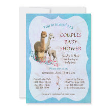 Alpaca Famille Couples Baby shower Invitation garç