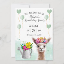 Alpaca llama Enfant Anniversaire | Invitation baby