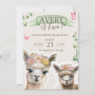 Alpaca llama Enfant Anniversaire   Invitation baby