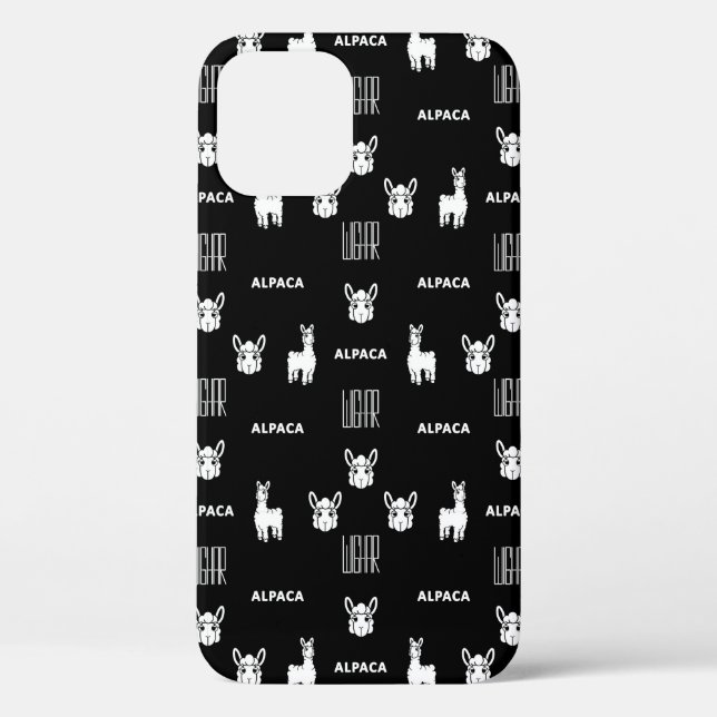 Alpaca noir et blanc iPhone 12 Coques par Wighar (Verso)