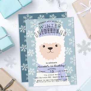 Alpaca Winter Onederland Invitation Anniversaire d
