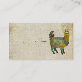 Alpaga d'or et carte de visite de hibou de