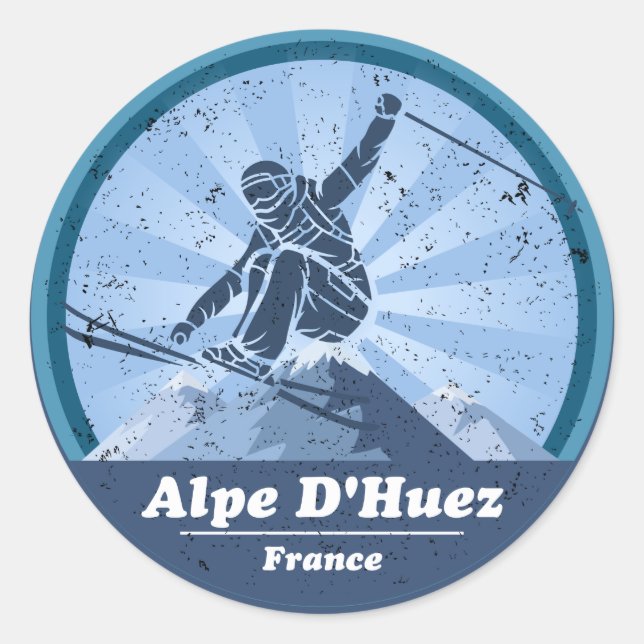Alpe d'Huez Station de ski - Skieur Sticker (Devant)