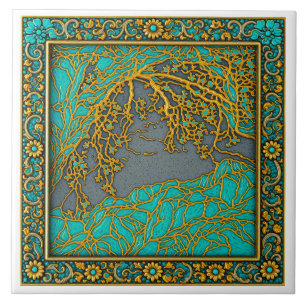 Alpes françaises  Or , Argent Turquoise  Carreau d