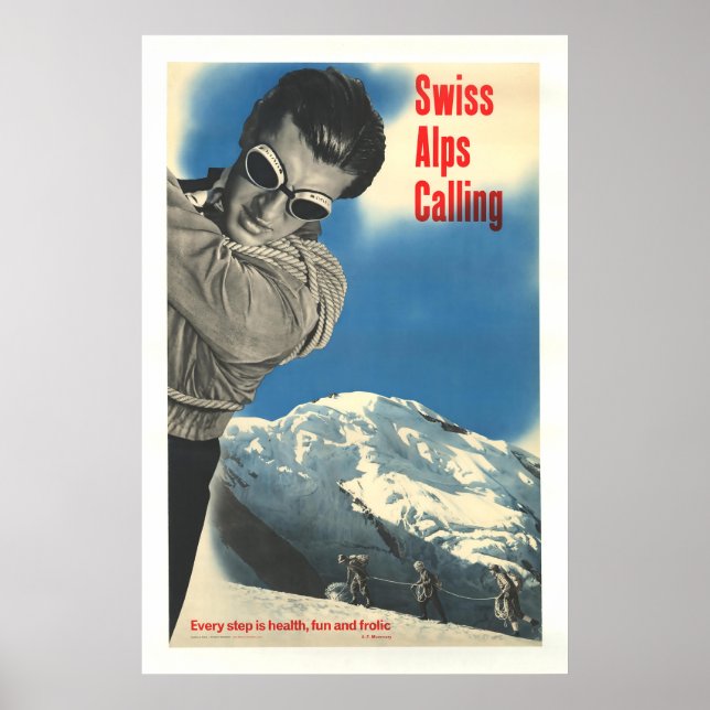 Alpes suisses Appels, Poster Ski Vintage (Devant)