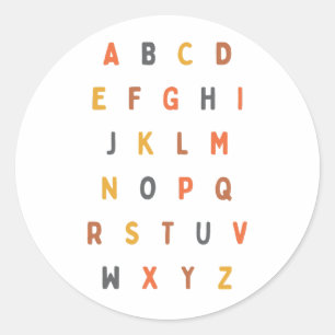 alphabet abc lettres A-Z Stickers Étiquette