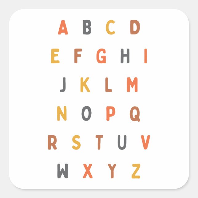 alphabet abc lettres A-Z Stickers Étiquette (Devant)
