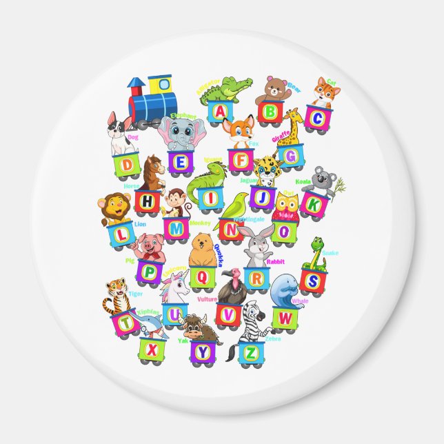 Alphabet Animal ABCs Cercle d'apprentissage Magnet (Devant)