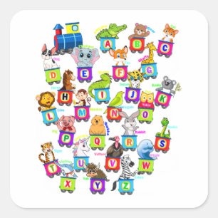 Alphabet Animal ABC's Learning Carré Sticker