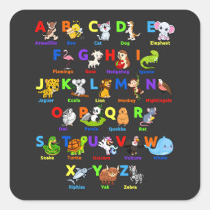 Alphabet Animal ABC's Learning Carré Sticker