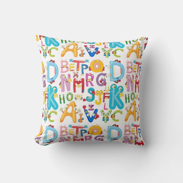 Alphabet Aventures Enfants Lancer Oreiller (Recto)