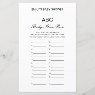 Alphabet Baby Item Baby shower Jeu IMPRIMÉ