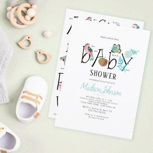 Alphabet   BABY SHOWER   Bleu   Invitation