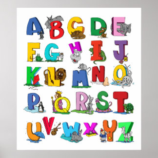 alphabet cartoon  poster FROM 14.95