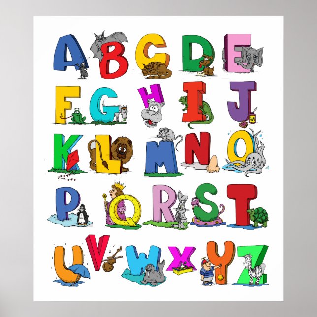 alphabet cartoon  poster FROM 14.95 (Devant)