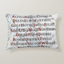 Alphabet d'aviation rouge et gris, coussin