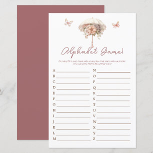 Alphabet de Baby shower de parapluie Vintage rose