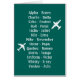 Alphabet de l'avion d'aviation phonétique du pilot (Devant)