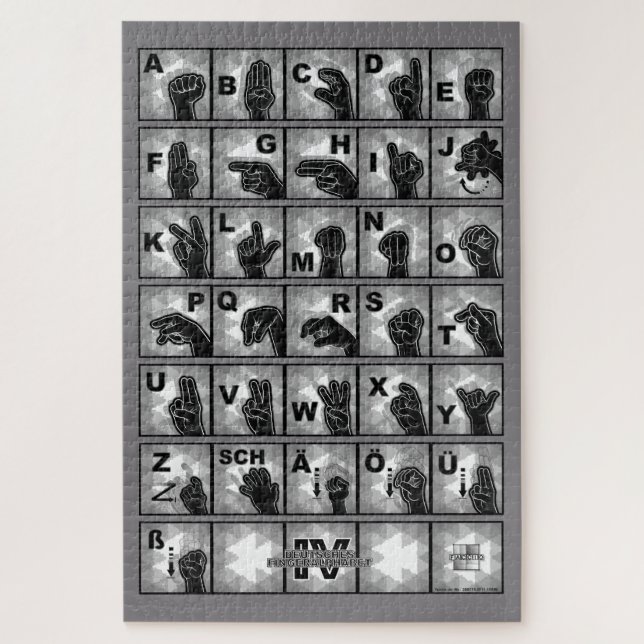 Alphabet digital allemand 4 - noir / Puzzle (Vertical)