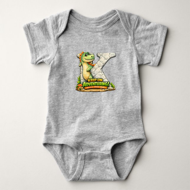 Alphabet Dino “K” Baby Body Manches Courtes (Devant)