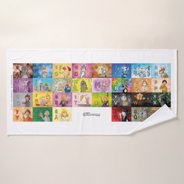 Alphabet du doigt allemand (Serviette de bain)