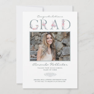 Alphabet floral - Faire-part de graduation photo