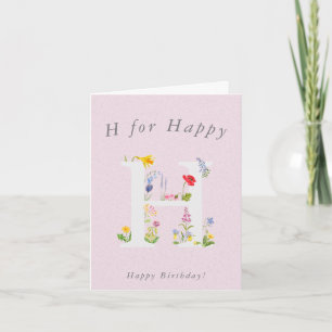 alphabet floral H pour carte d'anniversaire
