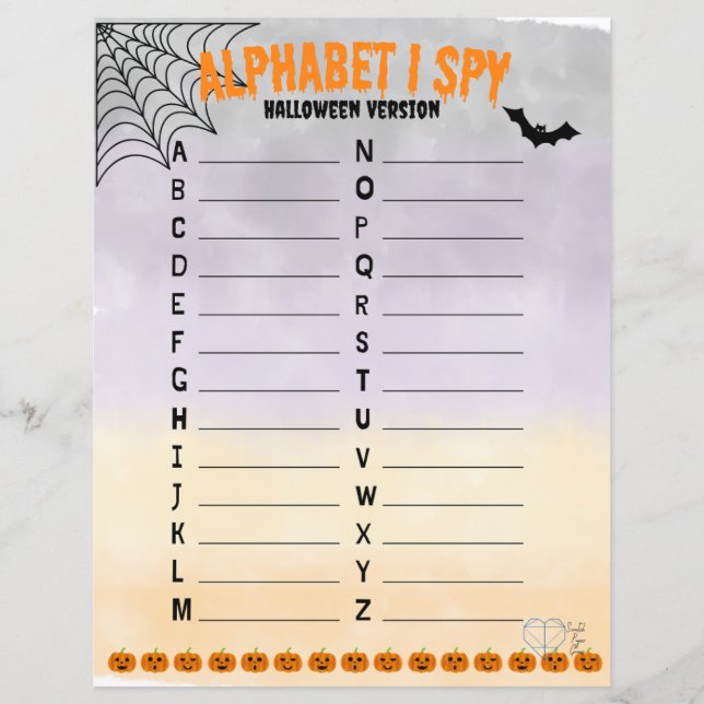 Alphabet I Spy - Version Halloween (Devant)
