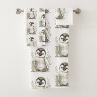 Alphabet Mignon Animaux Bébés Aquarelle Manchot