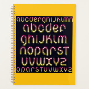 Alphabet néon rose et jaune rétro des années 80