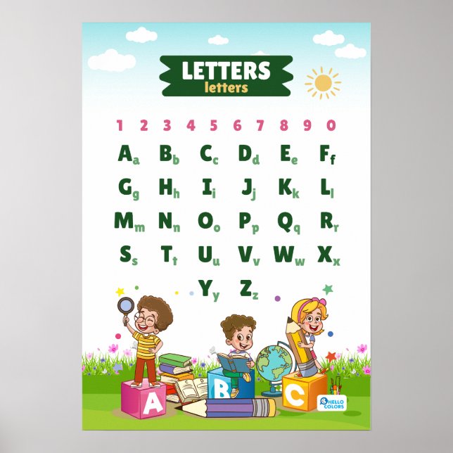 Alphabet & Numéros Poster éducatif (Devant)