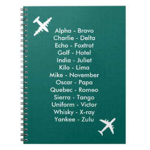 Alphabet phonétique Avion Blue Air Cadet Carnet
